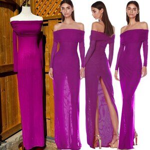 🆕 BRONX & BANCO 🧿 NWOT Monica Off-Shoulder Gown, Fuschia - Sz L - US 8